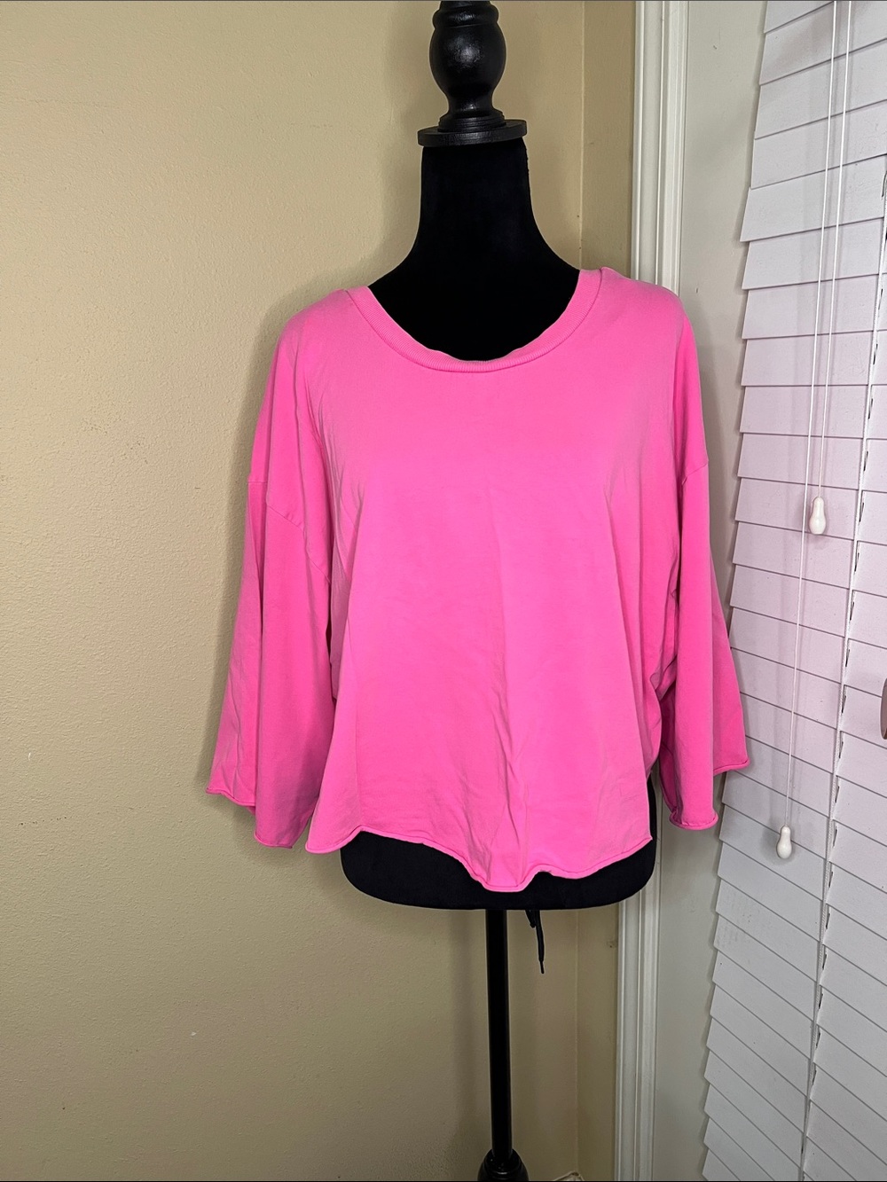Free People Oversized Crewneck Sweatshirt in Hot Pink